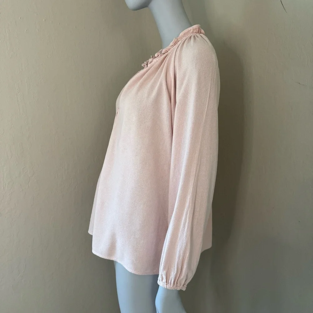 XIRENA Camila Crepe Top Rosefinch Pale Pink V-Neck Long Sleeve Loose Fit Size SM - Picture 8 of 16